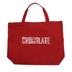 Different foods made with chocolate - Large Word Art Tote Bag
