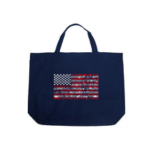 Load image into Gallery viewer, Large Word Art Tote Bag - Fireworks American Flag