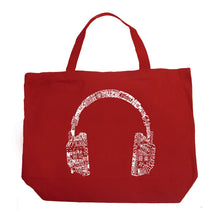 Load image into Gallery viewer, Music in Different Languages Headphones - Large Word Art Tote Bag