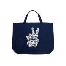 Load image into Gallery viewer, Peace Out  - Large Word Art Tote Bag