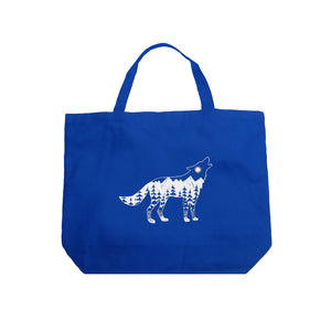 Howling Wolf  - Large Word Art Tote Bag