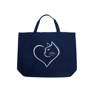 Cat Heart - Large Word Art Tote Bag