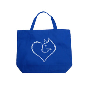 Cat Heart - Large Word Art Tote Bag