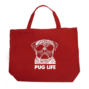 Pug Life - Large Word Art Tote Bag