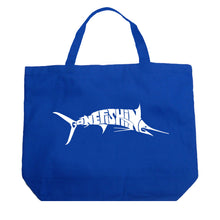 Load image into Gallery viewer, Marlin Gone Fishing - Large Word Art Tote Bag