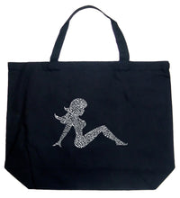 Load image into Gallery viewer, Mudflap Girl Keep on Truckin - Large Word Art Tote Bag