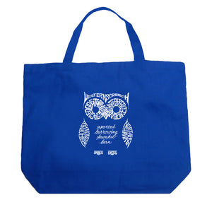 Owl - Large Word Art Tote Bag