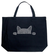 Load image into Gallery viewer, Peeking Cat - Large Word Art Tote Bag