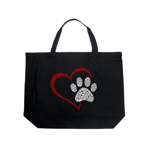 Paw Heart - Large Word Art Tote Bag