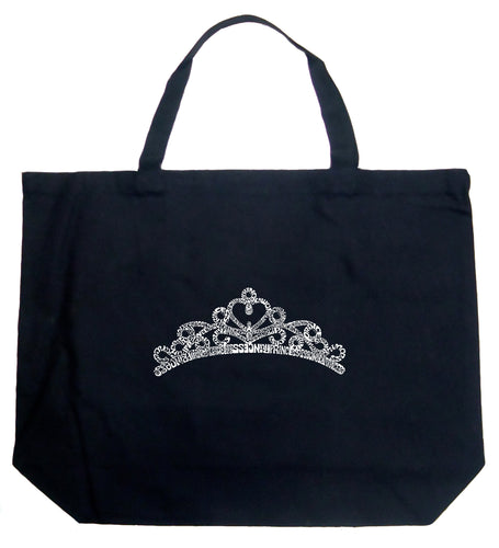 Princess Tiara - Large Word Art Tote Bag