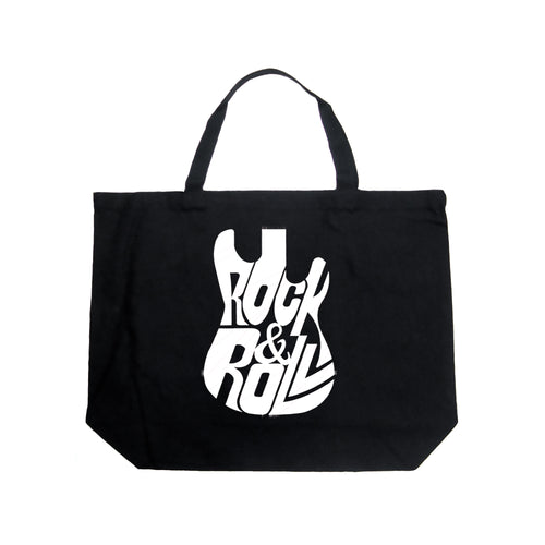 Rock And Roll Guitar - Large Word Art Tote Bag