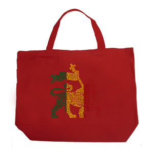 One Love Rasta Lion - Large Word Art Tote Bag