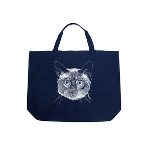 Siamese Cat  - Large Word Art Tote Bag