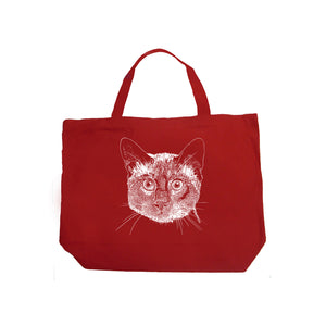 Siamese Cat  - Large Word Art Tote Bag