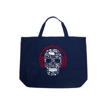 Load image into Gallery viewer, Music Notes Skull  - Large Word Art Tote Bag