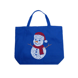Christmas Snowman - Large Word Art Tote Bag