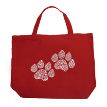 Load image into Gallery viewer, Woof Paw Prints - Large Word Art Tote Bag