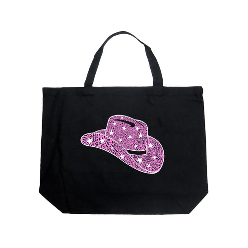 Cowgirl Hat - Large Word Art Tote Bag