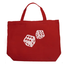Load image into Gallery viewer, DIFFERENT ROLLS THROWN IN THE GAME OF CRAPS - Large Word Art Tote Bag
