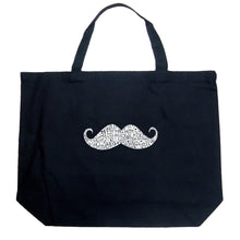 Load image into Gallery viewer, WAYS TO STYLE A MOUSTACHE - Large Word Art Tote Bag