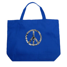 Load image into Gallery viewer, PEACE, LOVE, &amp; MUSIC - Large Word Art Tote Bag