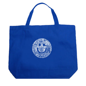 SMILE IN DIFFERENT LANGUAGES - Large Word Art Tote Bag