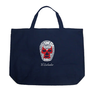 MEXICAN WRESTLING MASK - Large Word Art Tote Bag