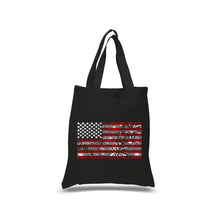 Load image into Gallery viewer, Small Word Art Tote Bag - Fireworks American Flag