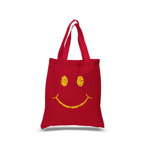 Be Happy Smiley Face  - Small Word Art Tote Bag