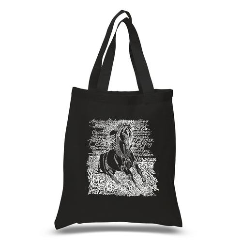 POPULAR HORSE BREEDS - Small Word Art Tote Bag