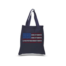 Load image into Gallery viewer, Land of the Free American Flag  - Small Word Art Tote Bag