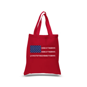 Land of the Free American Flag  - Small Word Art Tote Bag