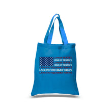Load image into Gallery viewer, Land of the Free American Flag  - Small Word Art Tote Bag