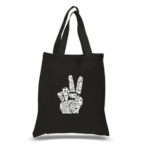 PEACE FINGERS - Small Word Art Tote Bag