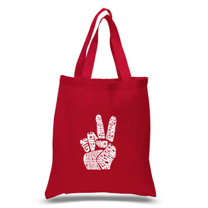 PEACE FINGERS - Small Word Art Tote Bag