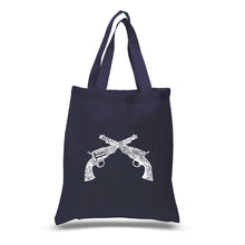 Load image into Gallery viewer, CROSSED PISTOLS - Small Word Art Tote Bag
