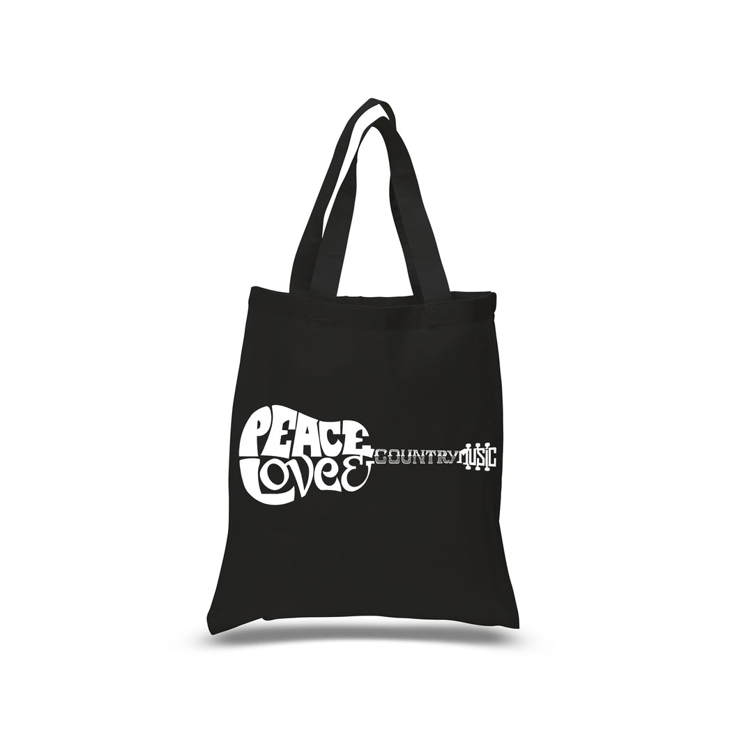 Peace Love Country  - Small Word Art Tote Bag