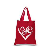 Load image into Gallery viewer, Script Love Heart  - Small Word Art Tote Bag
