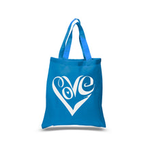 Load image into Gallery viewer, Script Love Heart  - Small Word Art Tote Bag