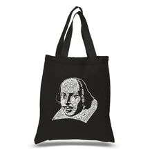 Load image into Gallery viewer, THE TITLES OF ALL OF WILLIAM SHAKESPEARE&#39;S COMEDIES &amp; TRAGEDIES - Small Word Art Tote Bag