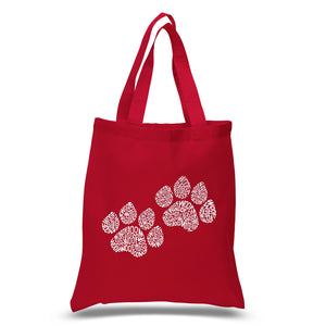 Woof Paw Prints - Small Word Art Tote Bag