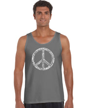 Load image into Gallery viewer, THE WORD PEACE IN 77 LANGUAGES - Men&#39;s Word Art Tank Top