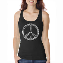 Load image into Gallery viewer, THE WORD PEACE IN 77 LANGUAGES  - Women&#39;s Word Art Tank Top