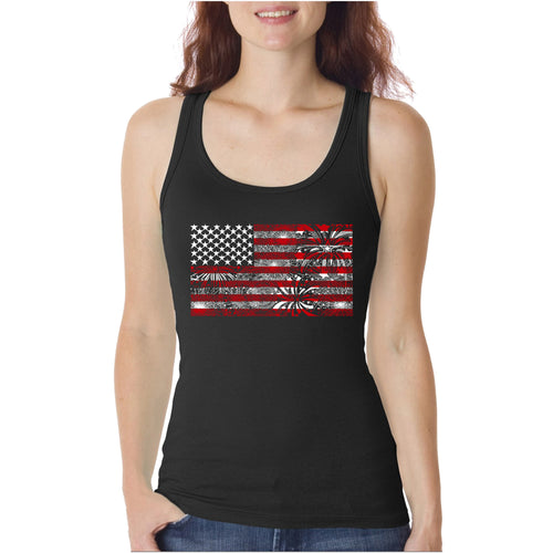 Women's Word Art Tank Top - Fireworks American Flag