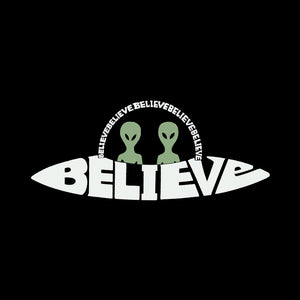 Believe UFO - Women's Word Art V-Neck T-Shirt