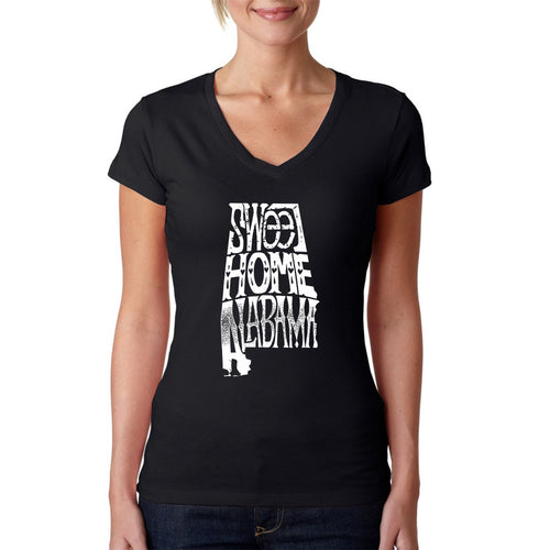 Sweet Home Alabama - Women's Word Art V-Neck T-Shirt