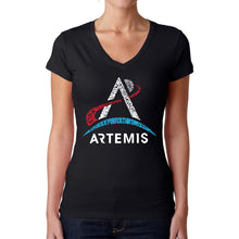 Load image into Gallery viewer, NASA Artemis Logo - Women&#39;s Word Art V-Neck T-Shirt