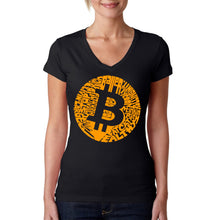 Load image into Gallery viewer, Bitcoin  - Women&#39;s Word Art V-Neck T-Shirt