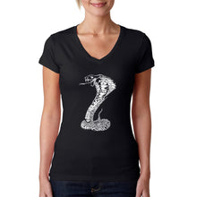 Load image into Gallery viewer, Types of Snakes - Women&#39;s Word Art V-Neck T-Shirt