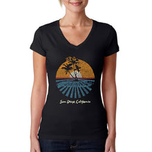 Load image into Gallery viewer, Cities In San Diego - Women&#39;s Word Art V-Neck T-Shirt